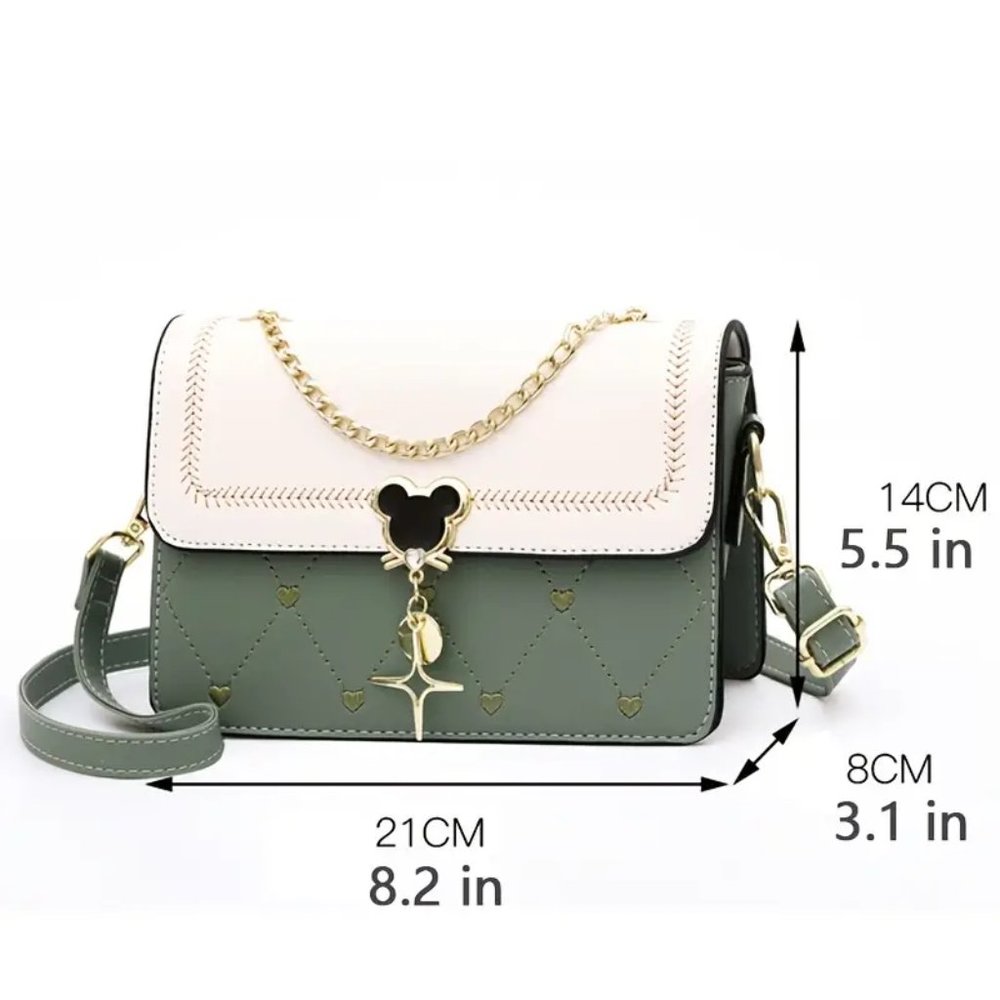 Embroidery flap square white/black bag, girls purse - Picture 3 of 3